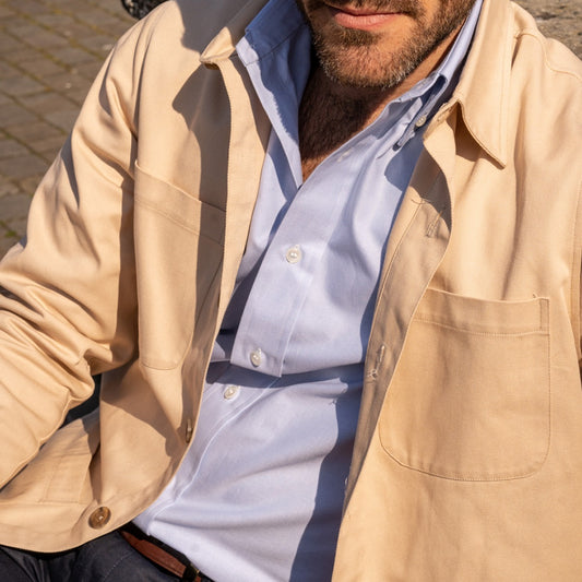 Cotton Twill Chore Jacket in Ecru