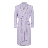 Exclusive Budd Stripe Cotton Dressing Gown in Lilac