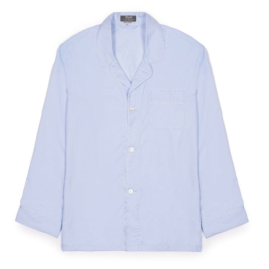 Plain Fine Twill Pyjamas in Sky and White