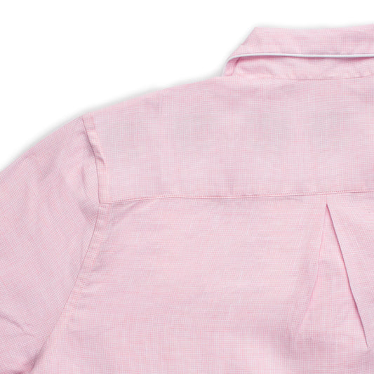 Small Check Linen Women's Pyjamas in Pink in White