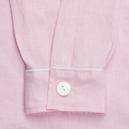 Small Check Linen Women's Pyjamas in Pink in White