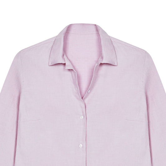Lido Cotton Cashmere Button Cuff Shirt in Mauve