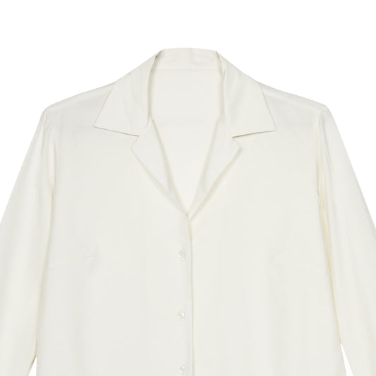 Lido Spun Silk Button Cuff Shirt in Cream