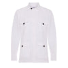 Plain Linen Button Cuff Safari Shirt in White