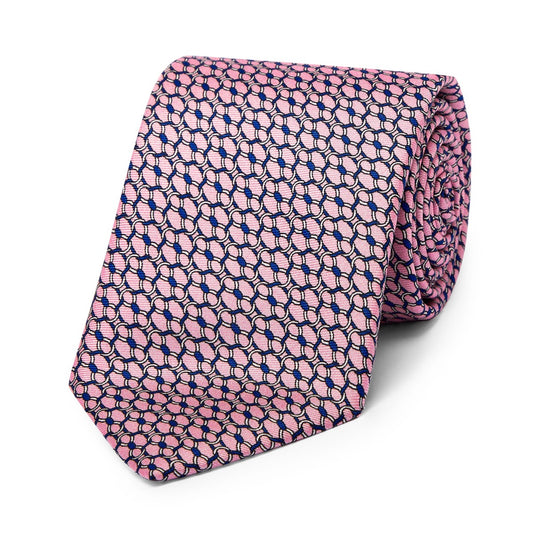 Looping Foulard Silk Tie in Pale Pink
