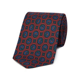 Madder silk tie in red and green