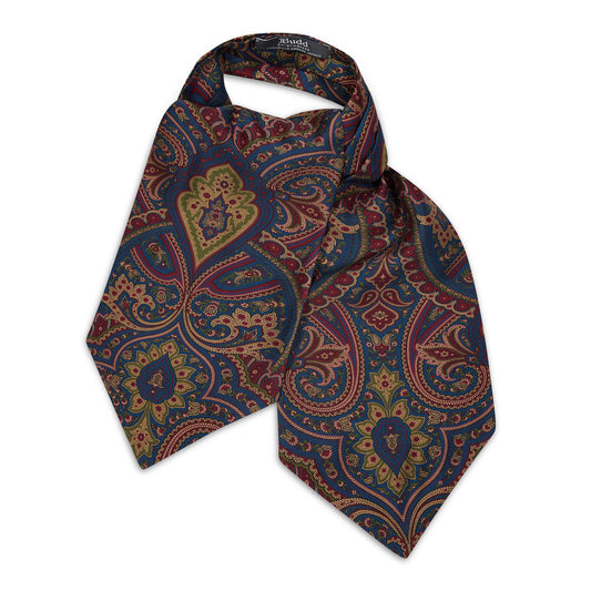 Exotic Paisley Silk Cravat in Blue