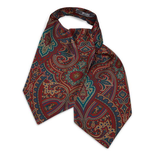 Exotic Paisley Silk Cravat in Red