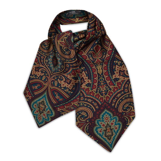 Exotic Paisley Silk Cravat in Navy