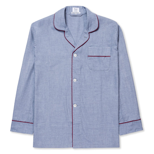 Plain Cotton and Cashmere Pyjamas in Navy