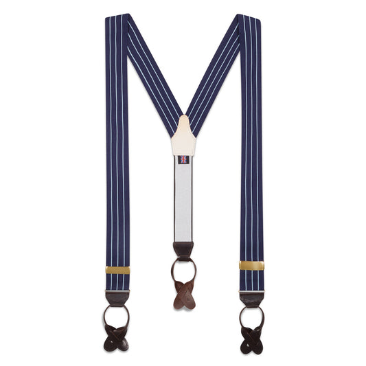 Stripe Barathea Braces in Navy and Sky Blue
