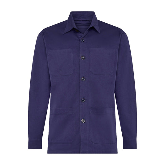 Cotton Twill Chore Jacket in Marine Blue