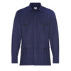 Plain Linen Button Cuff Safari Shirt in Navy