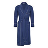 Navy poplin cotton dressing gown with white trim