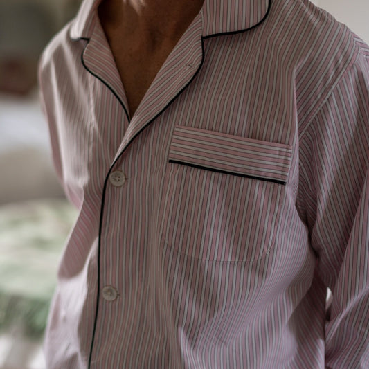 Exclusive Budd stripe men's cotton  pyjamas in pink