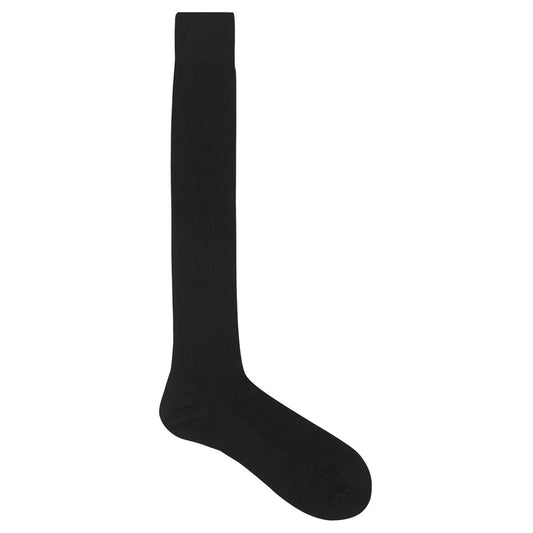 Plain Wool Long Socks in Black