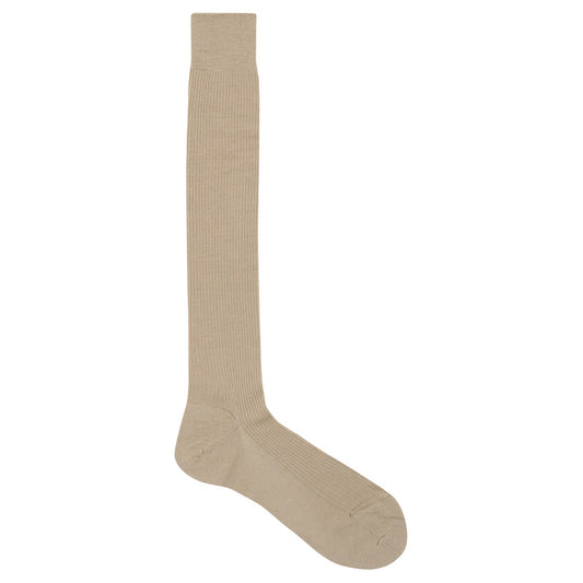 Plain Wool Long Socks in Light Khaki