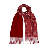 Red and White Silk Spot Scarf with Red cashmere backing
