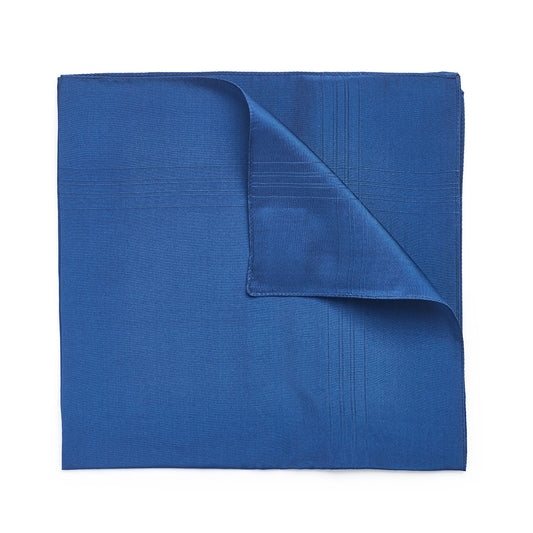 Plain Silk Machine Edged Pocket Square in Royal