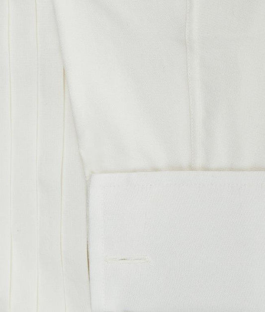 Cuff detail of Hand Pleated Cream Spun Silk Dress Shirt