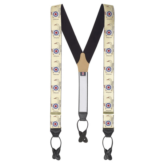 Simon Drew Sitting Duck Silk Braces in Gold