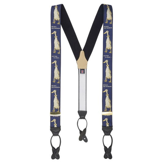 Simon Drew Tall, Duck and Handsome Silk Braces in Blue