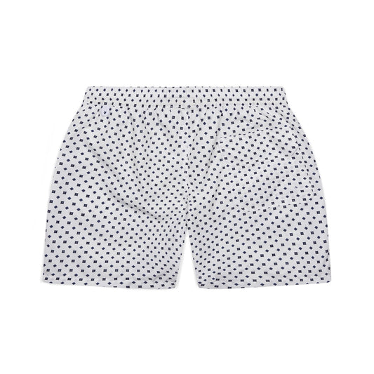 Swim Shorts in White Small Floral Motif Print