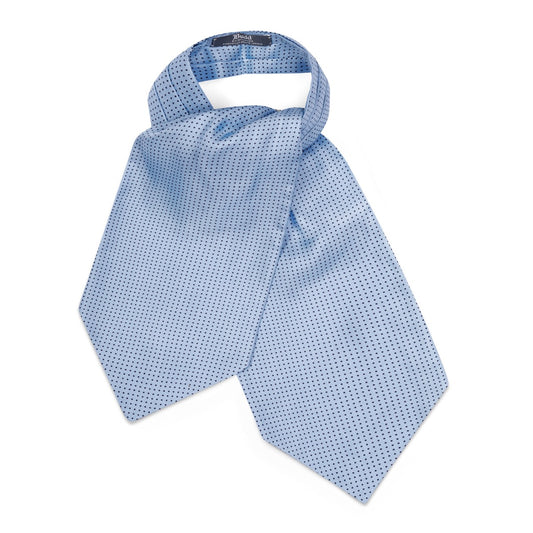 Small Spot Foulard Silk Cravat in Sky and Navy