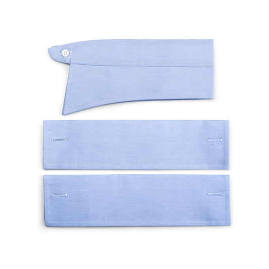 Tailored Fit Swiss Organic Pinpoint Double Cuff Shirt in Blue Insertion Collar and Cuffs