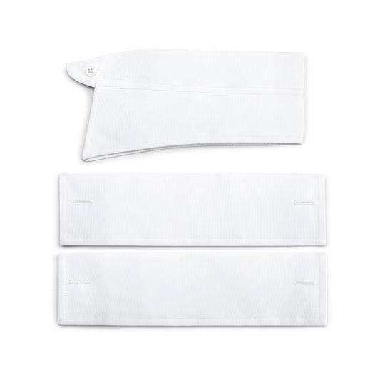 Classic Fit Swiss Organic Poplin Double Cuff Shirt in White Insertion Collar and Cuffs