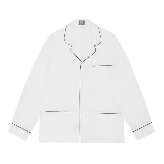 Tailored Fit Plain Batiste Pyjamas in White and Navy