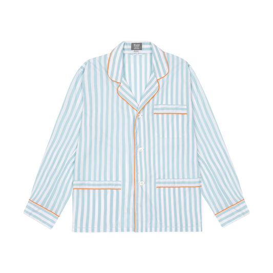 Tailored Fit Striped Batiste Pyjamas in Aqua and Orange top