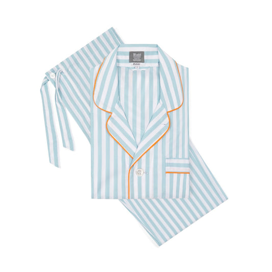 Tailored Fit Striped Batiste Pyjamas in Aqua and Orange