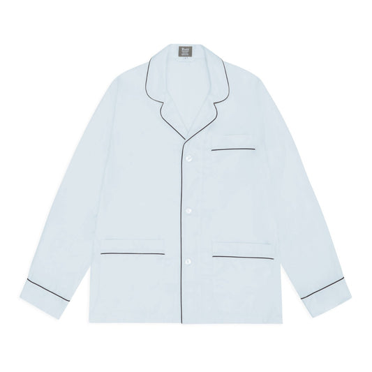 Tailored Fit Plain Cotton Pyjamas in Sky and Navy