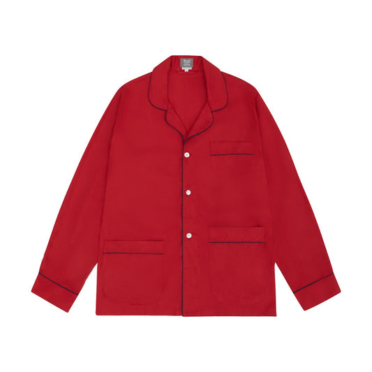 Tailored Fit Plain Silk Pyjamas in Red