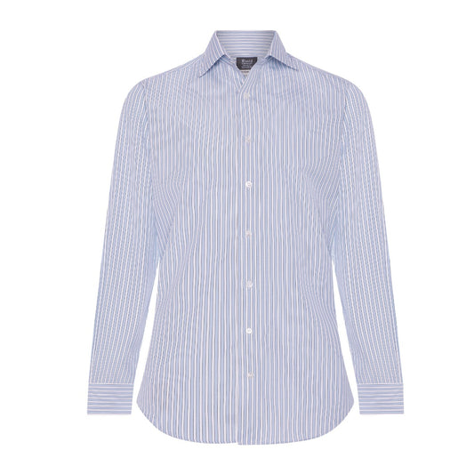 Exclusive Budd Stripe Tailored Fit Shirt in Sky Blue