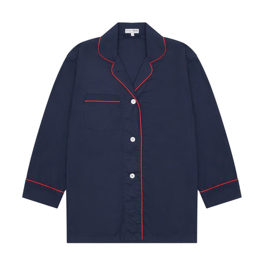 Tommy Plain Poplin Pyjamas in Navy and Red