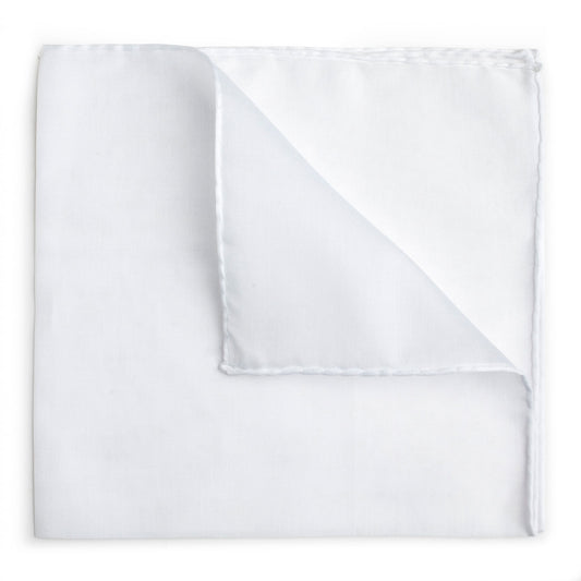 Plain Batiste Cotton Pocket Square in White