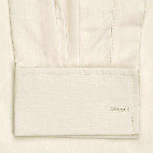 Plain Sea Island Shirt in Cream Cuff