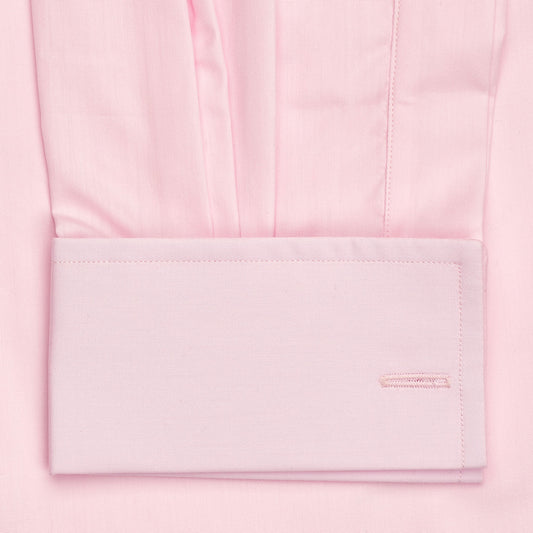 Classic Fit Plain Sea Island Cotton Double Cuff Shirt in Pink