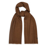 Wool and silk donegal scarf in tobacco brown