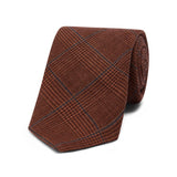 Tobacco brown Prince of Wales check wool tie