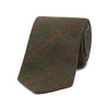 Green wool glencheck tie with blue and rust windowpane